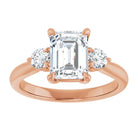 14K rose gold 2 CT Emerald CutThree Stone Engagement Ring Setting