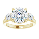 14K yellow gold 3 CT Round CutThree Stone Engagement Ring Setting