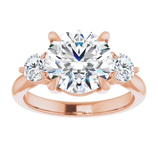 14K rose gold 3 CT Round CutThree Stone Engagement Ring Setting