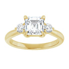 14K yellow gold 1 CT Asscher CutThree Stone Engagement Ring Setting