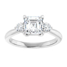 14K white gold 1 CT Asscher CutThree Stone Engagement Ring Setting