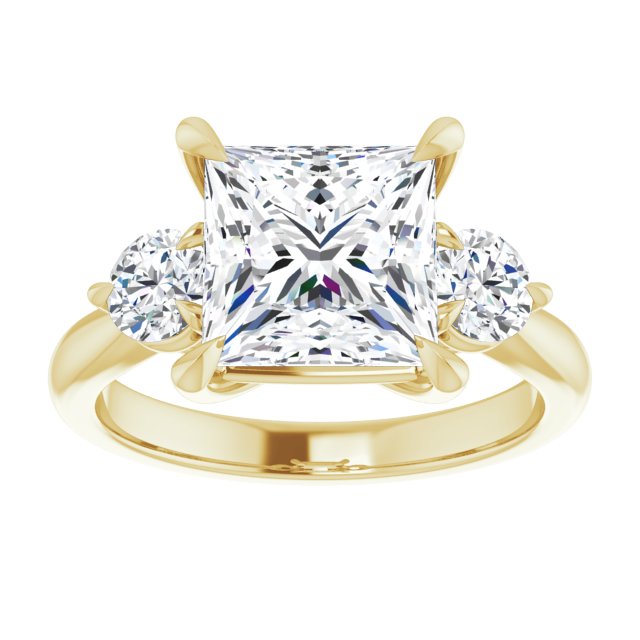 14K yellow gold 3 CT Square CutThree Stone Engagement Ring Setting