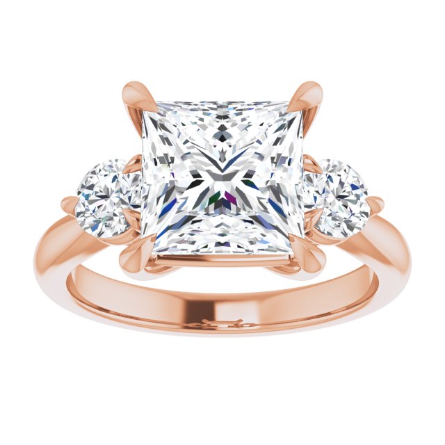 14K rose gold 3 CT Square CutThree Stone Engagement Ring Setting