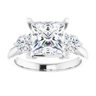 14K white gold 3 CT Square CutThree Stone Engagement Ring Setting