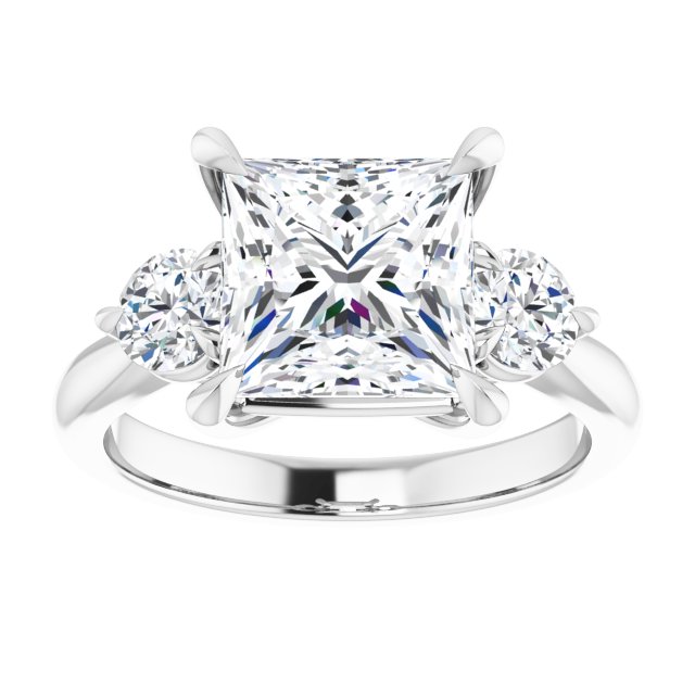 14K white gold 3 CT Square CutThree Stone Engagement Ring Setting