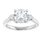 14K white gold 2 CT Cushion CutThree Stone Engagement Ring Setting