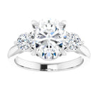 14K white gold 2 CT Oval CutThree Stone Engagement Ring Setting