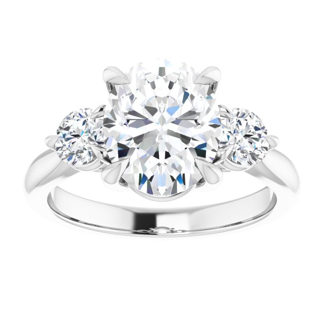 14K white gold 2 CT Oval CutThree Stone Engagement Ring Setting