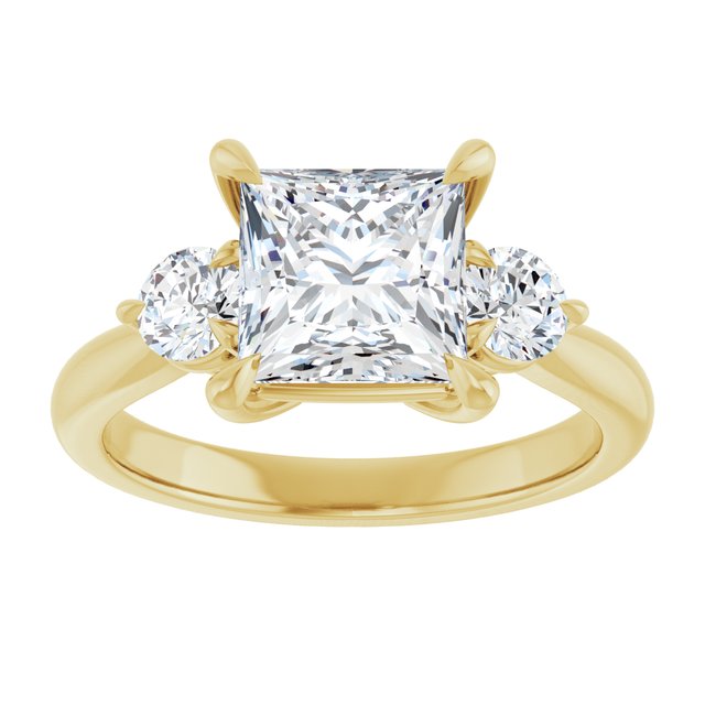 14K yellow gold 2 CT Square CutThree Stone Engagement Ring Setting