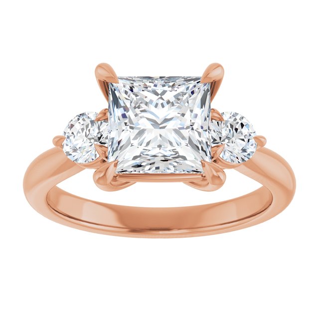 14K rose gold 2 CT Square CutThree Stone Engagement Ring Setting