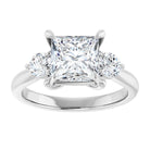 14K white gold 2 CT Square CutThree Stone Engagement Ring Setting