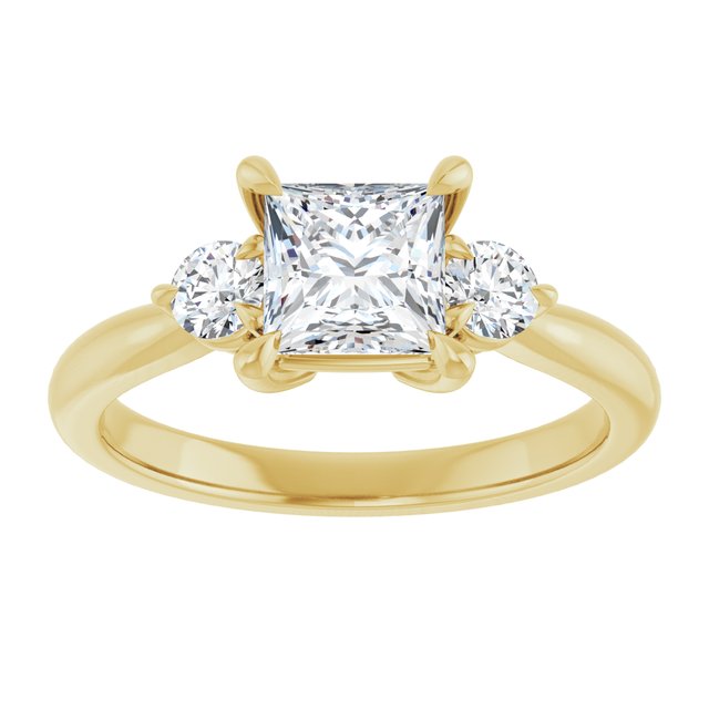 14K yellow gold 1 CT Square CutThree Stone Engagement Ring Setting