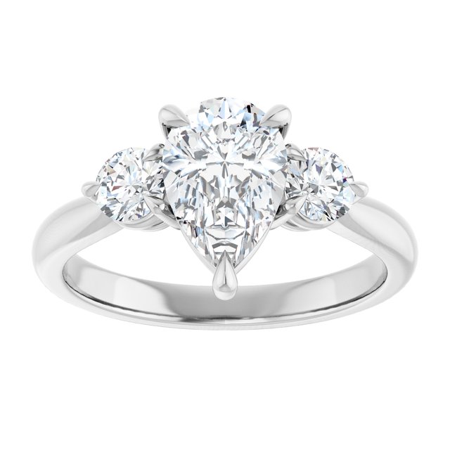 14K white gold 2 CT Pear CutThree Stone Engagement Ring Setting