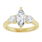 14K yellow gold 1 CT Marquise CutThree Stone Engagement Ring Setting