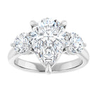 14K white gold 3 CT Pear CutThree Stone Engagement Ring Setting