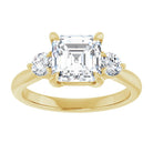 14K yellow gold 2 CT Asscher CutThree Stone Engagement Ring Setting