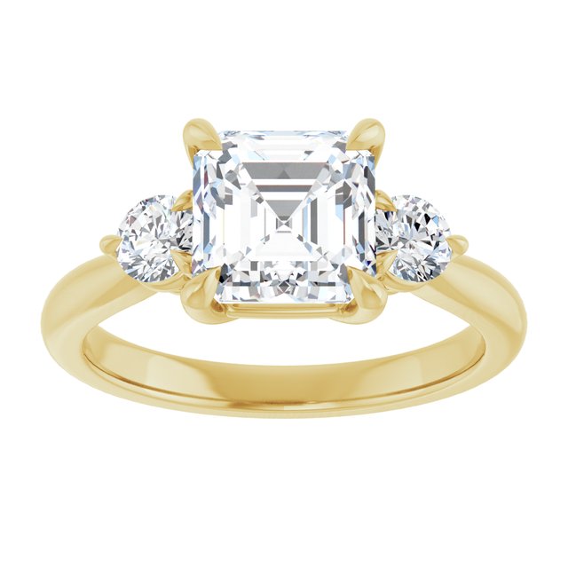 14K yellow gold 2 CT Asscher CutThree Stone Engagement Ring Setting