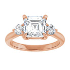 14K rose gold 2 CT Asscher CutThree Stone Engagement Ring Setting