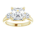 14K yellow gold 3 CT Asscher CutThree Stone Engagement Ring Setting