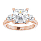 14K rose gold 3 CT Asscher CutThree Stone Engagement Ring Setting