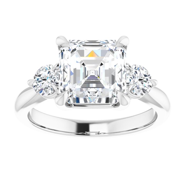 14K white gold 3 CT Asscher CutThree Stone Engagement Ring Setting