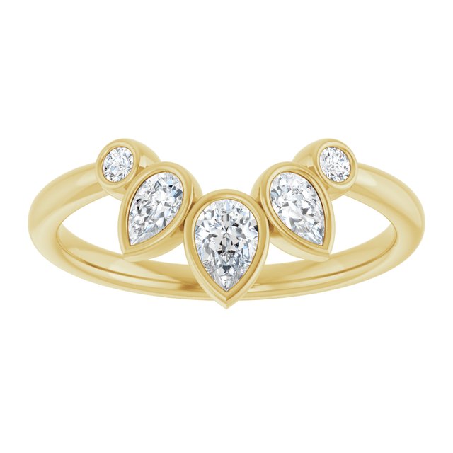 Yellow Gold Bezel Set Diamond Contour Ring