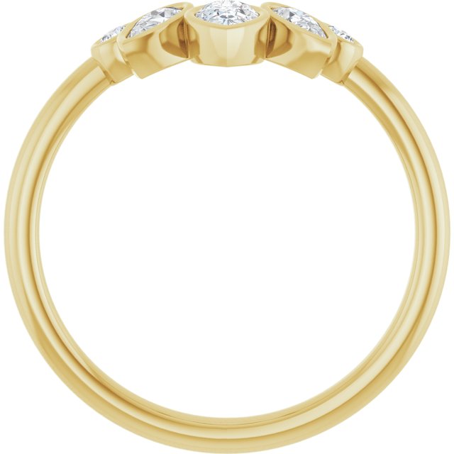 Yellow Gold Bezel Set Diamond Contour Band Side View