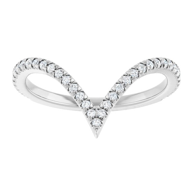 White Gold Deep V Diamond Band