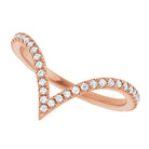 Rose Gold Deep V Diamond Contour Band