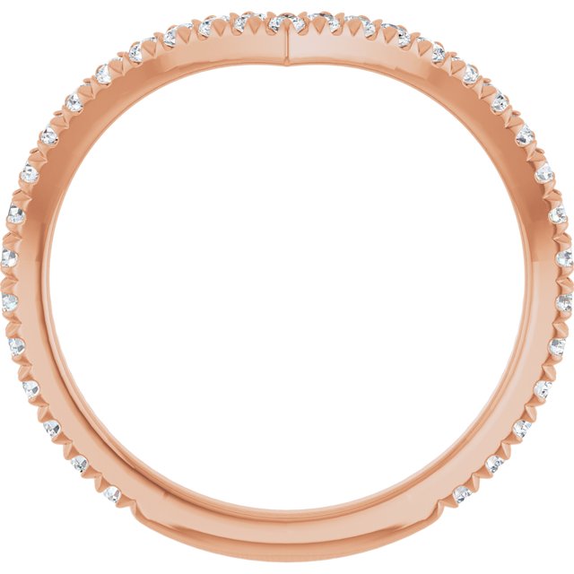 Rose Gold French-Set Diamond Contour Band Side-View