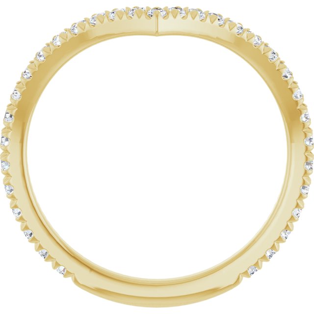 Yellow Gold French-Set Diamond Contour Band Side-View