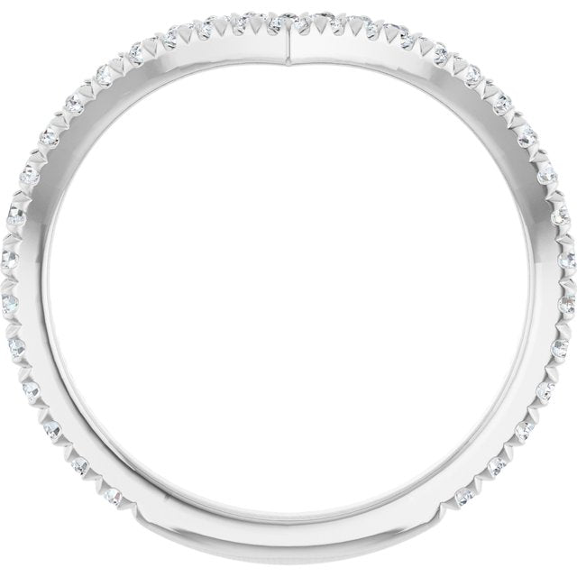 White Gold French-Set Diamond Contour Band Side-View