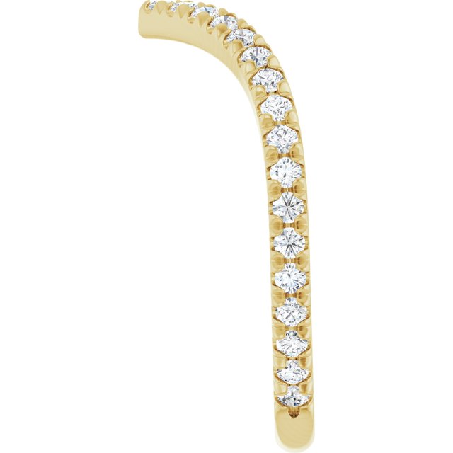 Yellow Gold French-Set Diamond Contour Ring Side-View