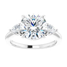 14K white gold 3 CT Round Diamond Three-Stone Engagement Ring Setting