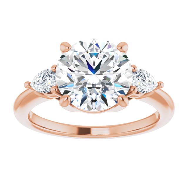 14K rose gold 3 CT Round Diamond Three-Stone Engagement Ring Setting