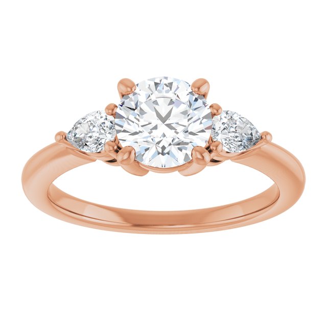 14K rose gold 1 CT Round Diamond Three-Stone Engagement Ring Setting