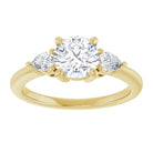 14K yellow gold 1 CT Round Diamond Three-Stone Engagement Ring Setting