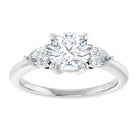 14K white gold 1 CT Round Diamond Three-Stone Engagement Ring Setting