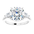 14K white gold 4 CT Round Diamond Three-Stone Engagement Ring Setting