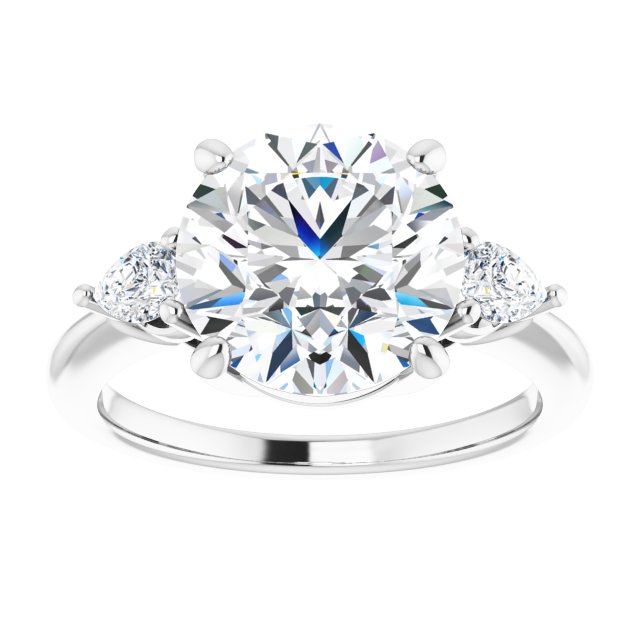 14K white gold 4 CT Round Diamond Three-Stone Engagement Ring Setting