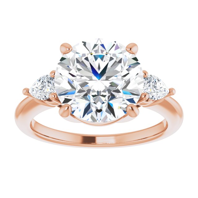 14K rose gold 4 CT Round Diamond Three-Stone Engagement Ring Setting