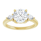 14K yellow gold 2 CT Round Diamond Three-Stone Engagement Ring Setting