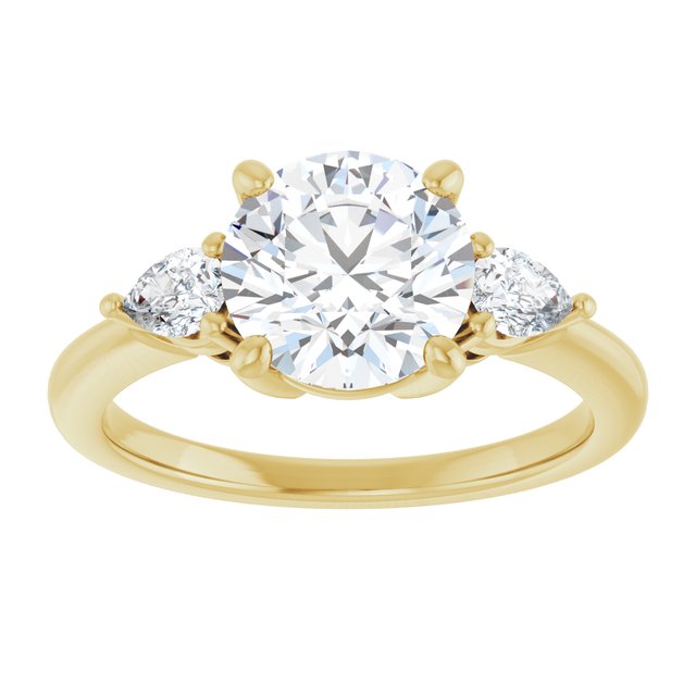 14K yellow gold 2 CT Round Diamond Three-Stone Engagement Ring Setting