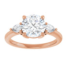 14K rose gold 2 CT Round Diamond Three-Stone Engagement Ring Setting