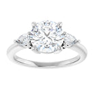 14K white gold 2 CT Round Diamond Three-Stone Engagement Ring Setting