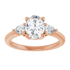 14K rose gold 1 CT Oval Diamond Three-Stone Engagement Ring Setting