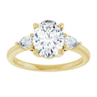 14K yellow gold 2 CT Oval Diamond Three-Stone Engagement Ring Setting