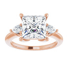 14K rose gold 3 CT Square Diamond Three-Stone Engagement Ring Setting