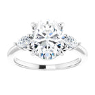 14K white gold 3 CT Oval Diamond Three-Stone Engagement Ring Setting