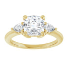 14K yellow gold 2 CT Cushion Diamond Three-Stone Engagement Ring Setting